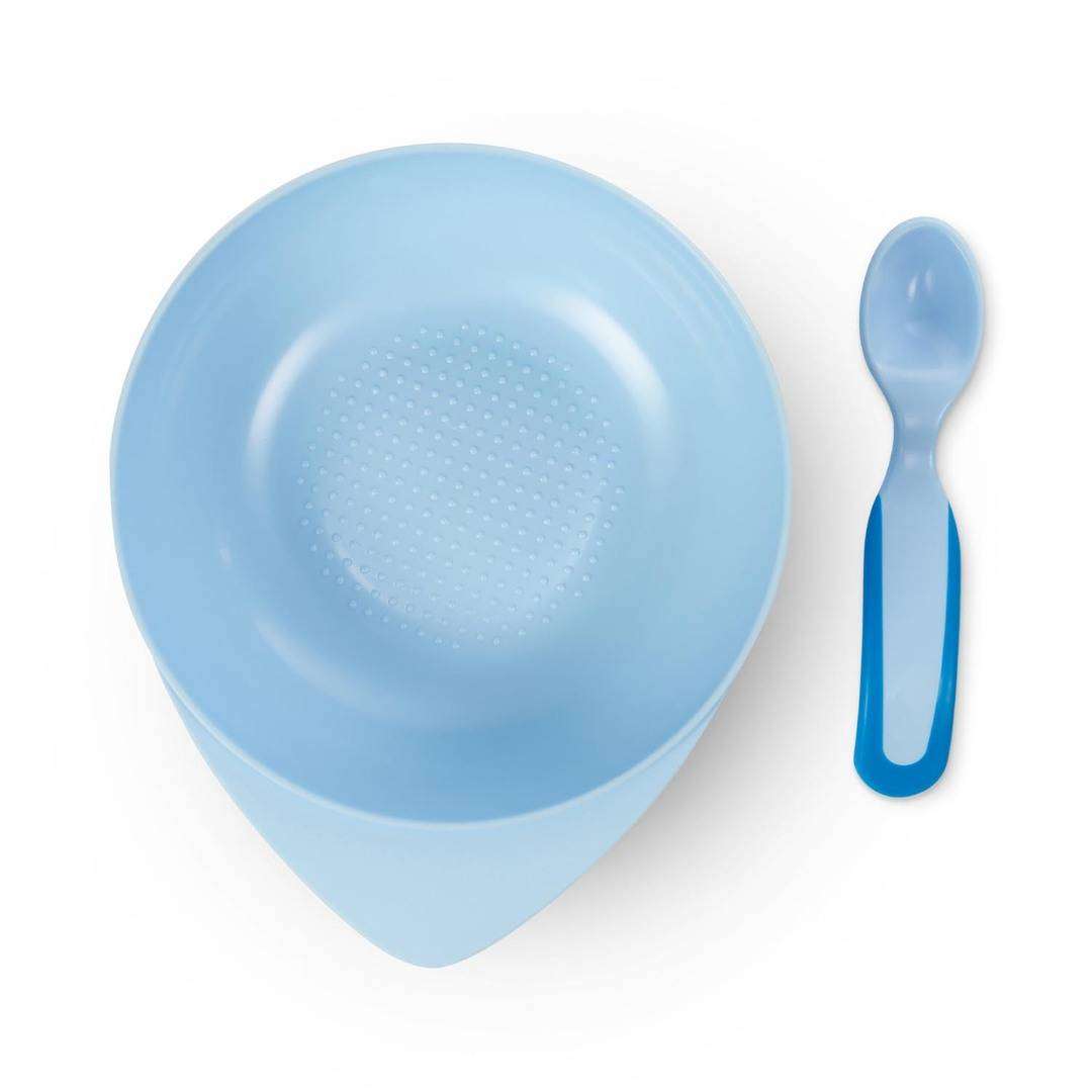 Travel-friendly Baboo bowl with tight lid and spoon for easy feeding on-the-go