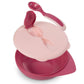 Rose-colored Baboo bowl with cover and spoon, perfect for babies 6+ months