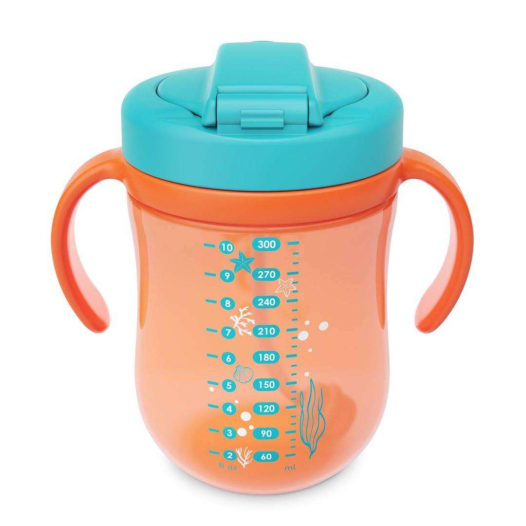 Baboo Cup With Flip Top Silicone Straw And Handles 300ml 9+ Orange – Crysia  Shop