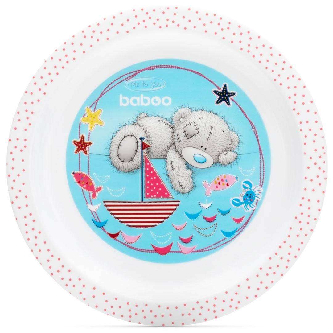 Colorful Baboo plate with illustrations, perfect for babies 6+ months