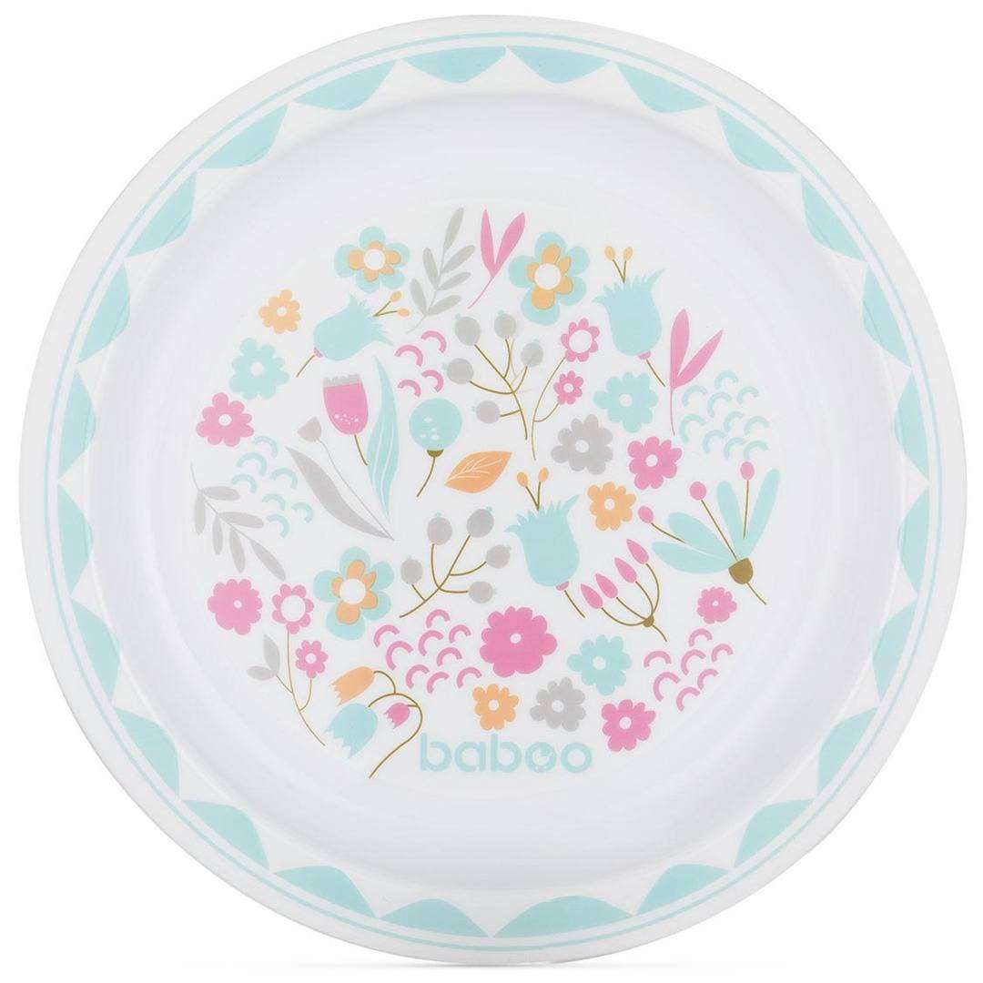 Baboo plate with Flora Collection design, perfect for babies 6+ months
