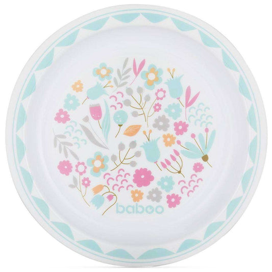 Baboo plate with Flora Collection design, perfect for babies 6+ months