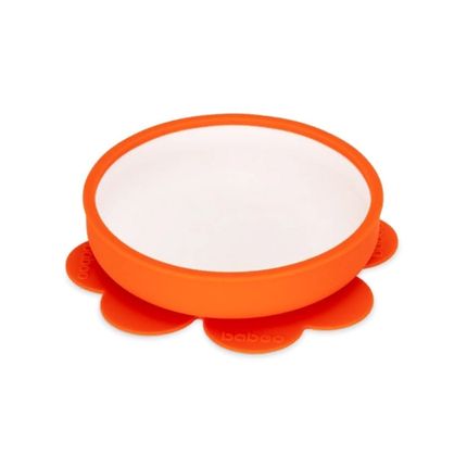 Baboo orange silicone non slippery baby plate with suction