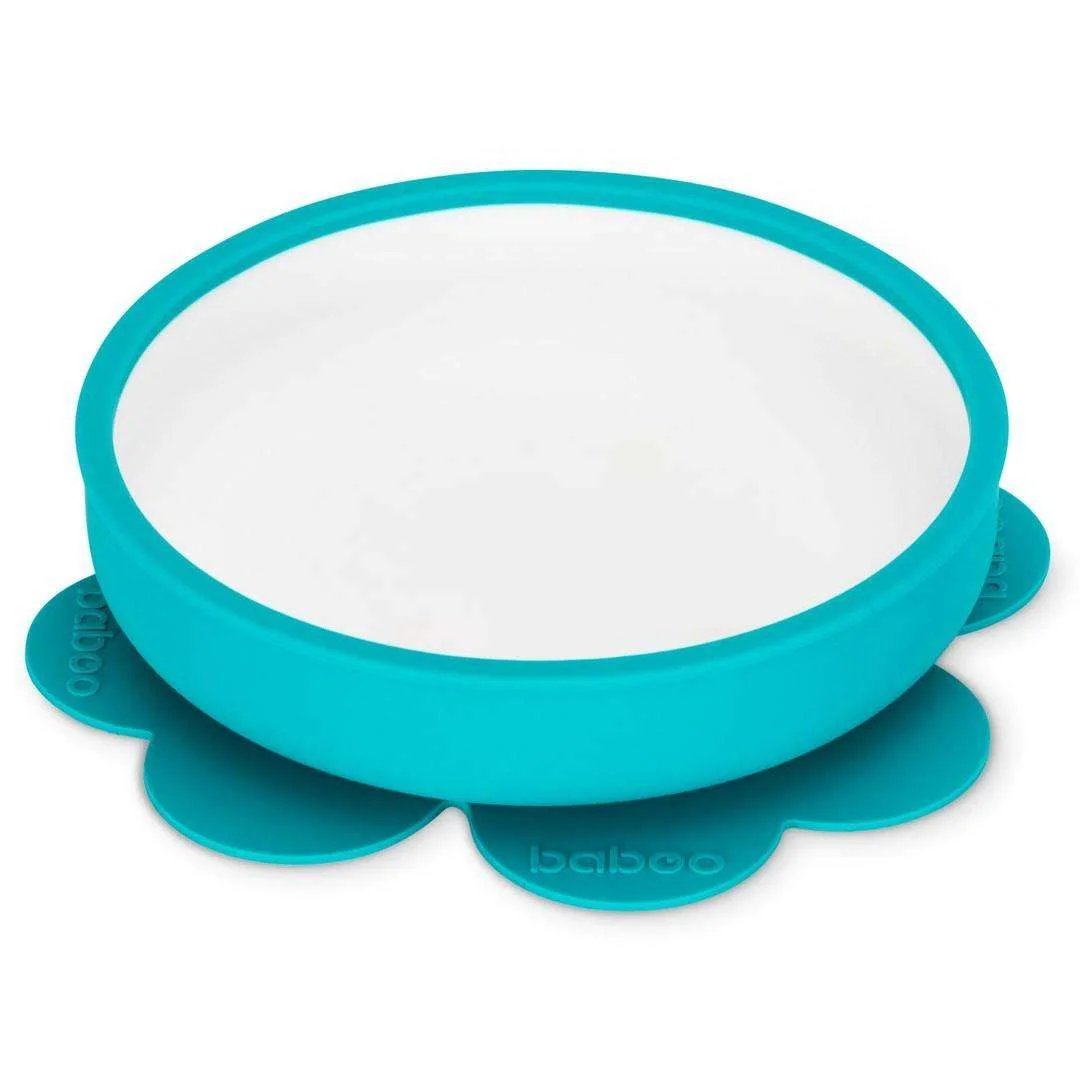 Turquoise Baboo silicone plate with suction base, ideal for babies 6+ months