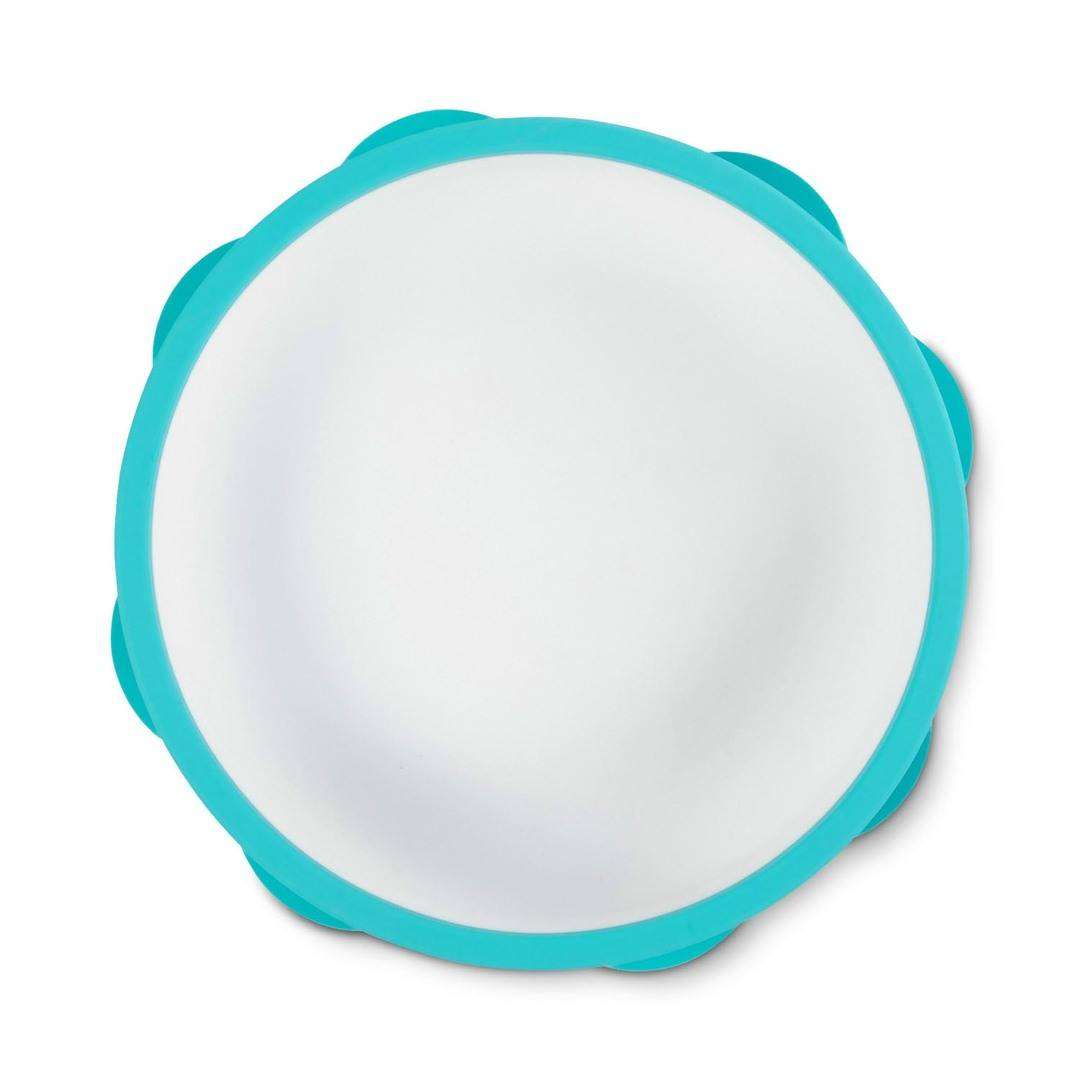 Double-color Baboo silicone plate with anti-slip base and high edges to minimize spills