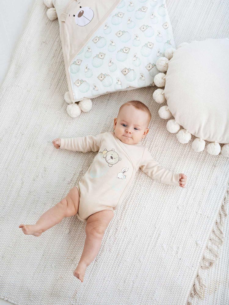 Cute newborn wearing infant bodysuit Bear and Bunny 368